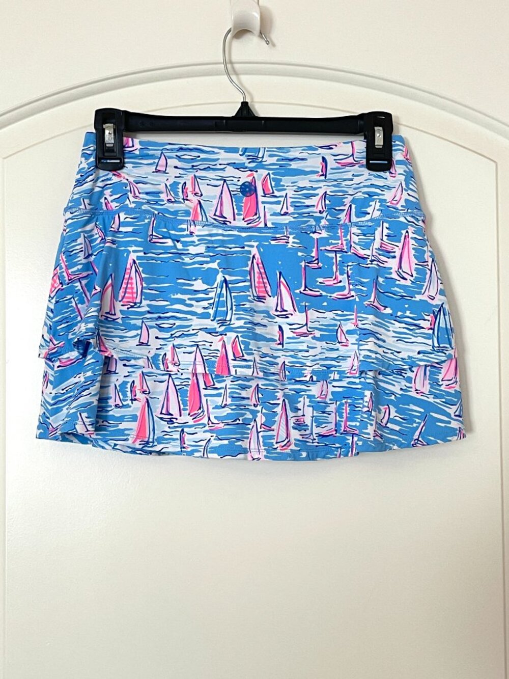 Lilly Pulitzer Luxletic Skort Adlai Skirt Shorts Blue Boatylicious Sailboat XS - Picture 2 of 7